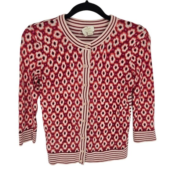 Kate spade New York Live colorfully XXS Posy Ikat Red Chestnut button cardigan - Picture 1 of 10